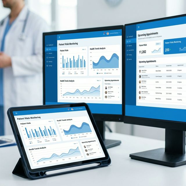 Healthcare professionals collaborating on digital patient records