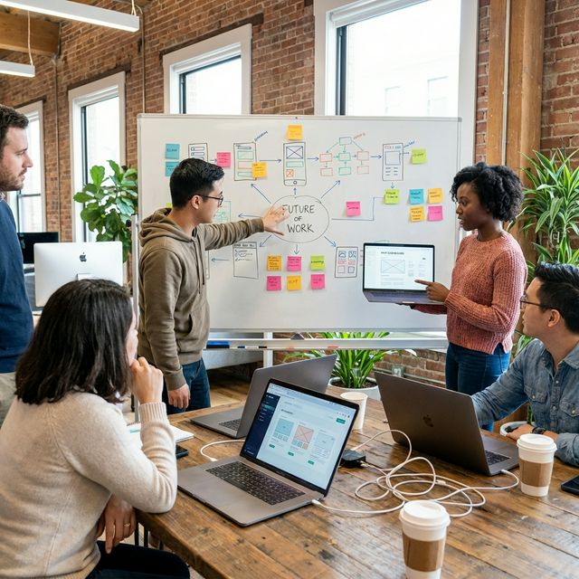Startup team collaborating on product prototype